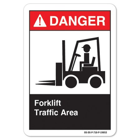 SIGNMISSION ANSI Danger, Decal, 18" x 12", Landscape, Forklift Traffic Area, Forklift Traffic Area OS-DS-D-1218-L-19853